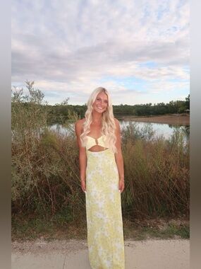 Peppermayo Cream Strapless Dress